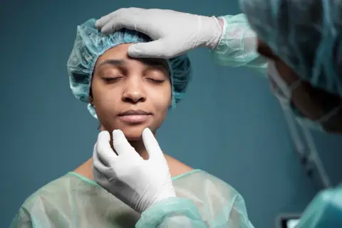 A lady being examined for Plastic Surgery in India